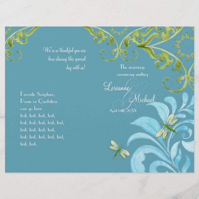 Lámina Dragonfly Swirls Scroll Moda Invitación floral mod (Anverso)