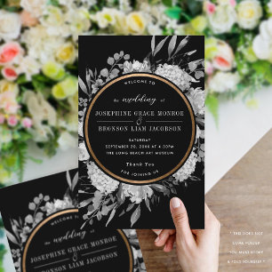 Lámina Dramático Boda floral de color blanco y negro