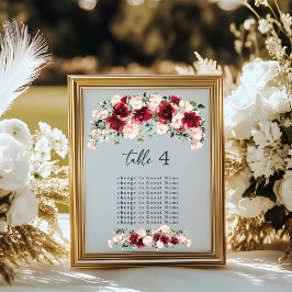 Lámina Dreamy Blush & Burgundy Wedding Seating Chart