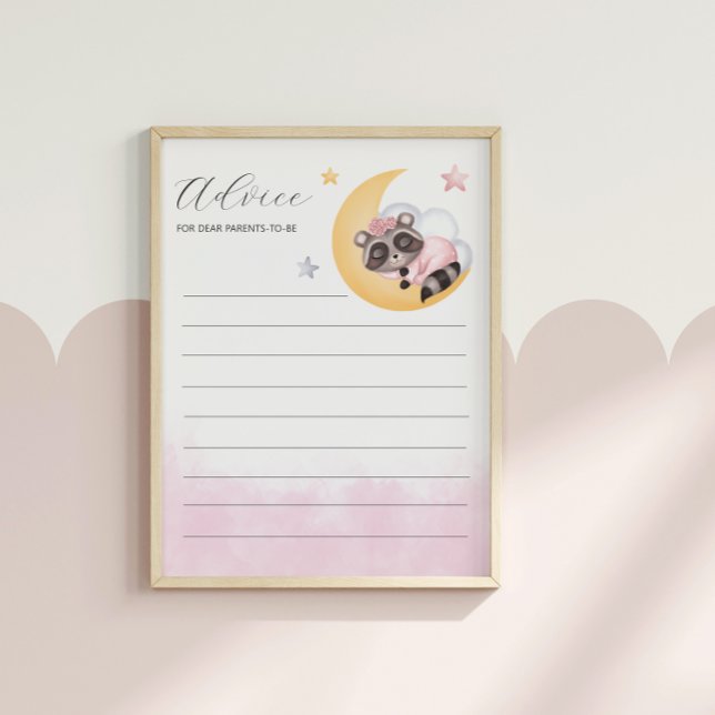 Lámina Dreamy Over the Moon Raccoon Advance para el juego (Dreamy Over the Moon Raccoon Advice For Baby Game)