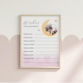 Lámina Dreamy Over the Moon Raccoon Wishes for Baby Game