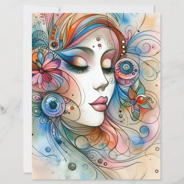 Lámina Dreamy Whimsical Woman Scrapbook Paper (Anverso)