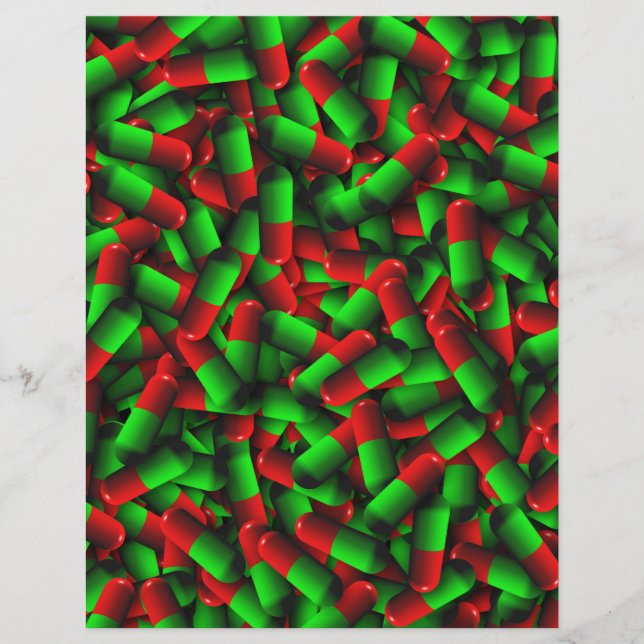 Lámina drogas de pastillas verdes rojas (Anverso)