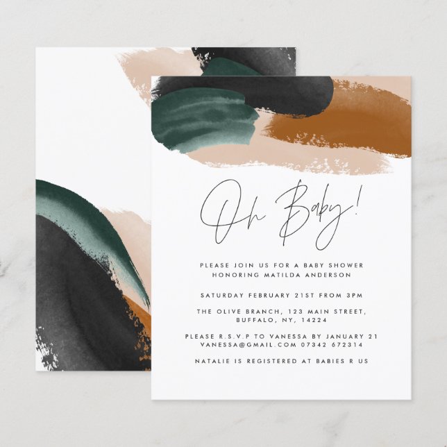 Lámina Ducha abstracta de terracota verde de presupuesto (Anverso / Reverso)