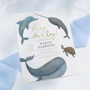 Lámina Ducha Ahoy Es Un Niño Cumpleaños Animales Marinos