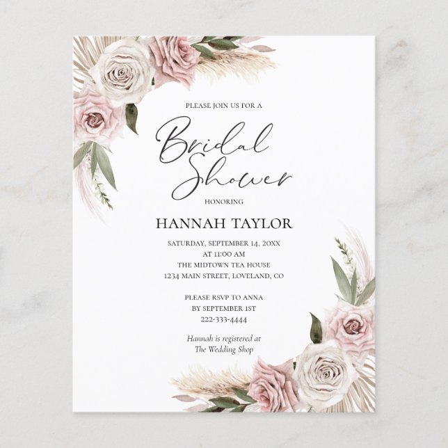 Lámina Ducha Boho Floral Bridal (Anverso)