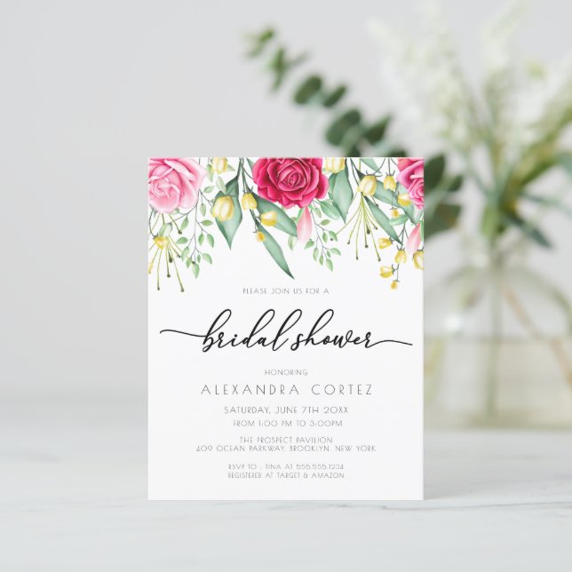 Lámina Ducha Botánica de Novias Rojas y Rosa Rosada de De (Anverso de pie)