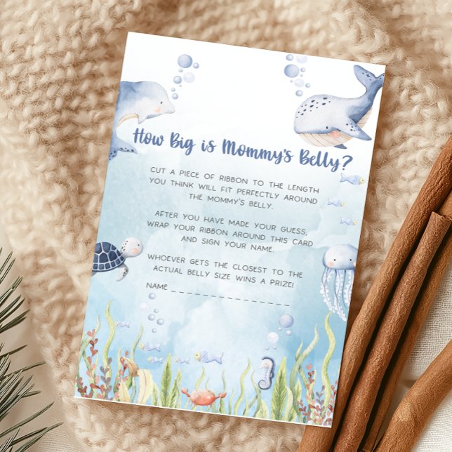 Lámina Ducha de bebé azul bajo el mar ¿Qué tan grande es  (Under the Sea Baby Shower Game)