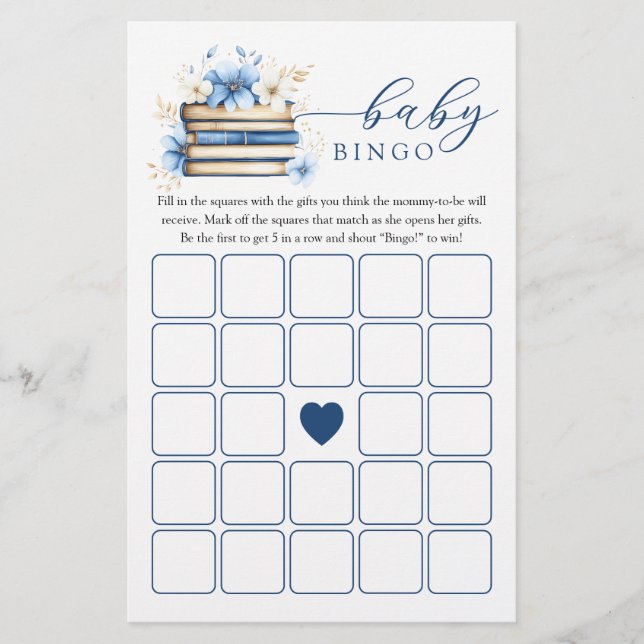 Lámina Ducha de Bebé con Libro de Cuentos Juego de Bingo  (Anverso)