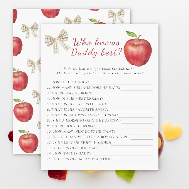 Lámina Ducha de bebé de Apple Quién conoce mejor a papá (Subido por el creador)