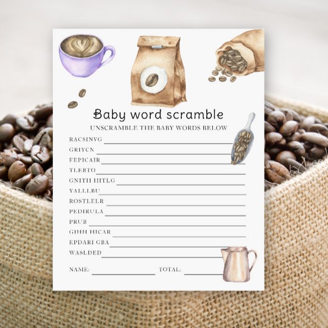 Lámina Ducha de bebé de café - Desorden de palabras de be (Subido por el creador)
