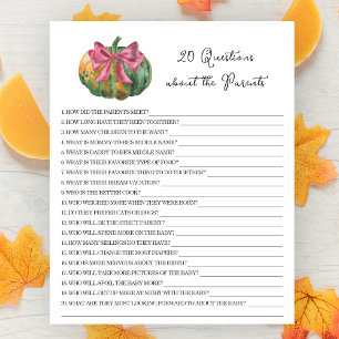 Lámina Ducha de bebé de calabaza - 20 preguntas sobre pad