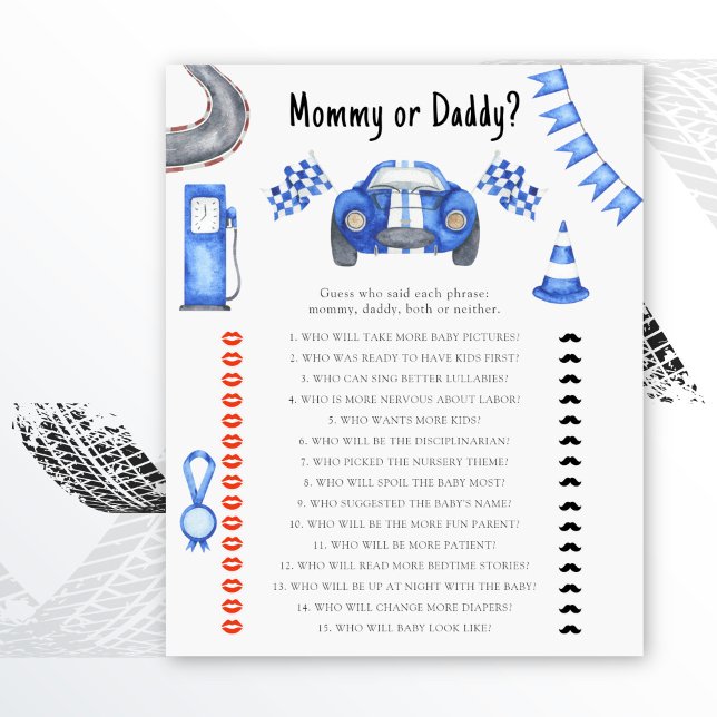 Lámina Ducha de bebé de coches de carreras - juego de pap (Subido por el creador)