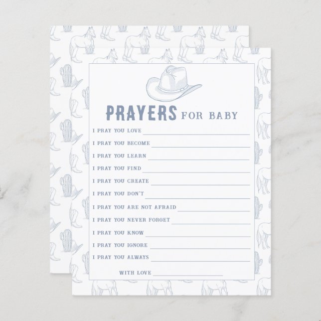 Lámina Ducha de bebé de Cowboy toile de jouy, oraciones p (Anverso / Reverso)
