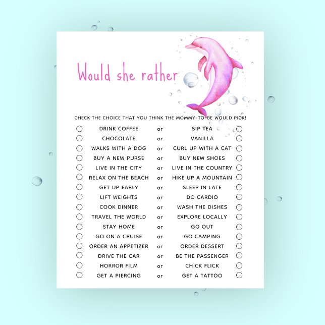 Lámina Ducha de bebé de delfín Juego de ¿Qué preferiría? (Subido por el creador)