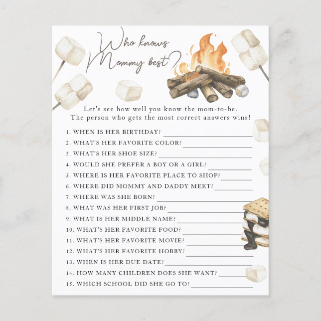 Lámina Ducha de bebé de la hoguera - Quién conoce mejor a (Anverso)