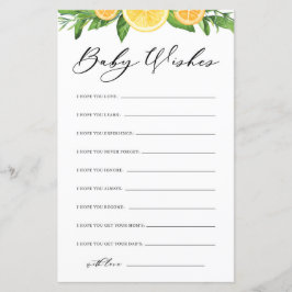 Lámina Ducha de bebé de limones y naranjas buenos deseos 