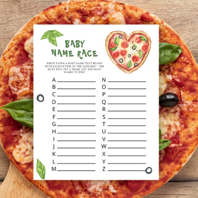 Lámina Ducha de bebé de pizza - Juego de carrera de nombr (Subido por el creador)