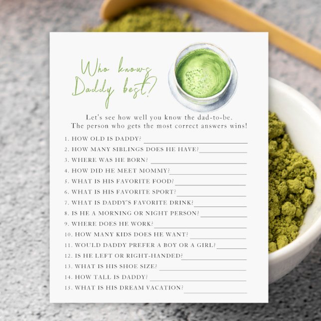 Lámina Ducha de bebé Matcha - Juego que mejor conoce a pa (Subido por el creador)