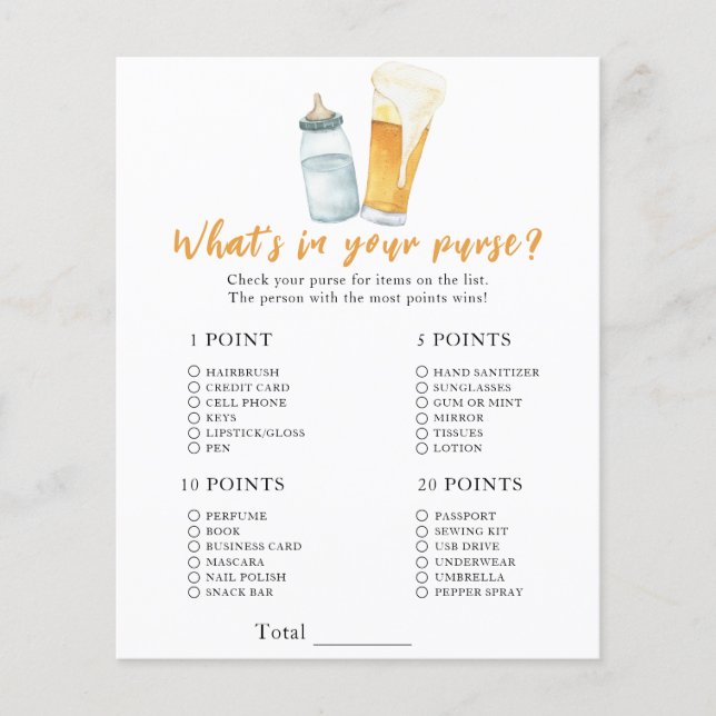 Lámina Ducha de beer bebé - ¿Qué hay en tu bolso? (Anverso)