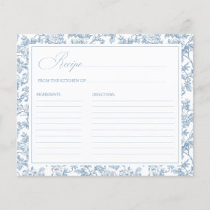 Lámina Ducha de Boda de Receta de Toile Floral Azul Polvo
