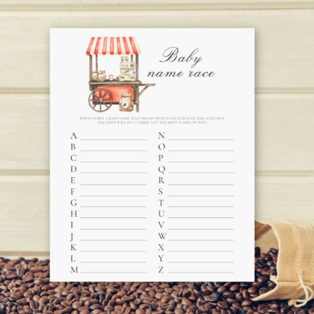 Lámina Ducha de café para bebé - Juego de carrera de nomb (Subido por el creador)