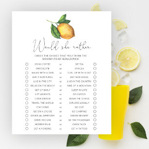 Lámina Ducha de limones para bebé Juego de '¿Qué Preferir