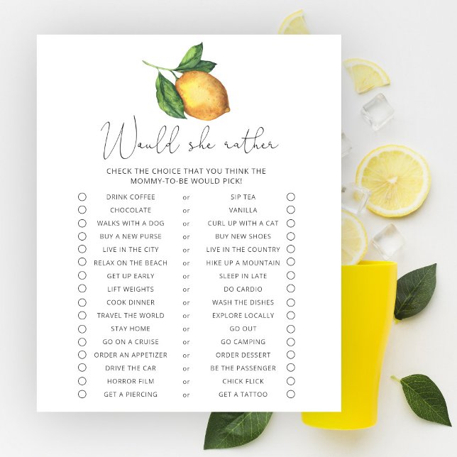 Lámina Ducha de limones para bebé Juego de '¿Qué Preferir (Subido por el creador)