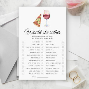 Lámina Ducha de novia de pizza y vino ¿Qué preferiría