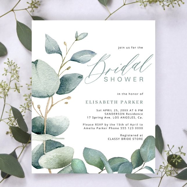 Lámina Ducha de novia de presupuesto invitación elegante  (Subido por el creador)