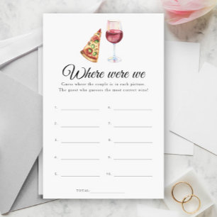 Lámina Ducha de novia de vino y pizza ¿Dónde estábamos?