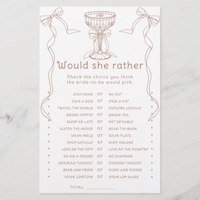 Lámina Ducha de novia dibujada a mano Prefiere jugar (Anverso)