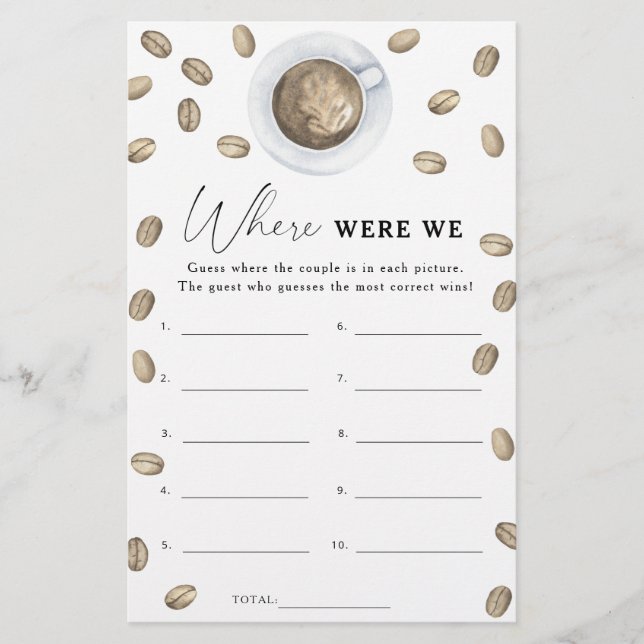 Lámina Ducha de novia en café ¿Dónde estábamos los partid (Anverso)