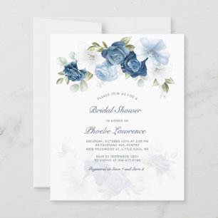 Lámina Ducha de novia floral azul turbulenta