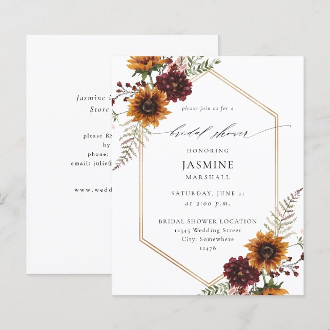 Lámina Ducha de novia floral floral y giratoria (Anverso / Reverso)