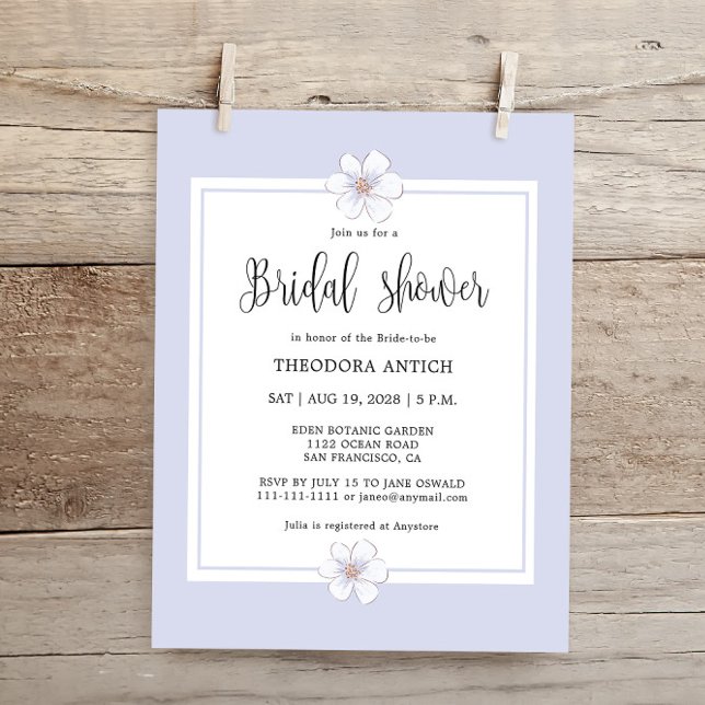 Lámina Ducha de novia floral lilac romántica (Subido por el creador)