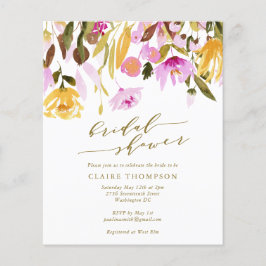 Lámina Ducha de novia floral rosada de verano en verano