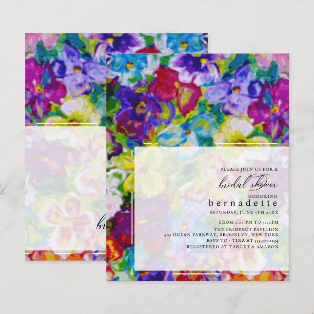 Lámina Ducha de novia floral vibrante, pintada a mano (Anverso / Reverso)