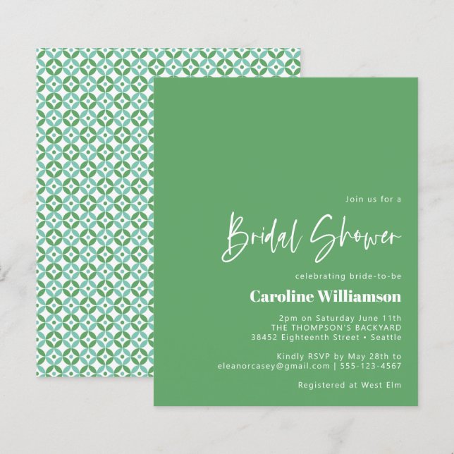 Lámina Ducha de novia geométrica de Mod verde verde presu (Anverso / Reverso)