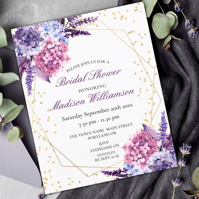 Lámina Ducha de novia geométrica de oro floral presupuest (Subido por el creador)