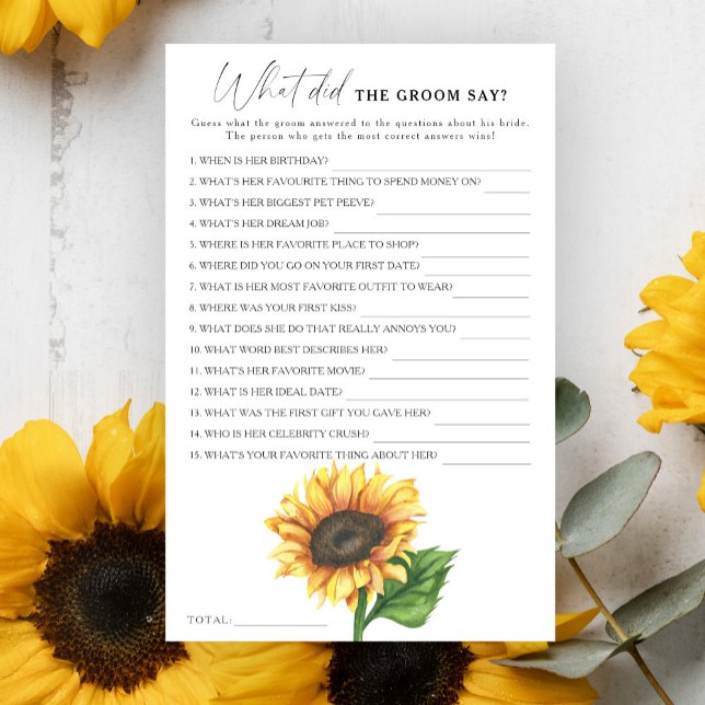 Lámina Ducha de novia girasol ¿Qué dijo el novio? (Subido por el creador)