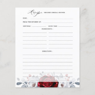 Lámina Ducha de novia metálica Royal Red White Silver