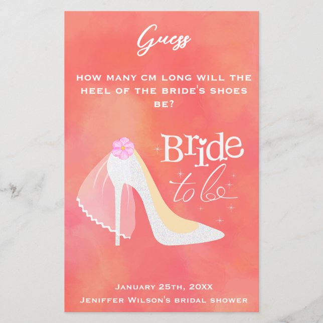 Lámina Ducha de novia novia novia rosa para ser Fiesta (Anverso)