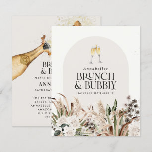 Lámina Ducha de novia pampas hierba champán brunch burbuj