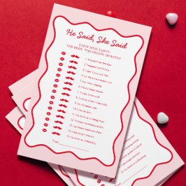 Lámina Ducha de novia roja y rosa dijo que dijo juego