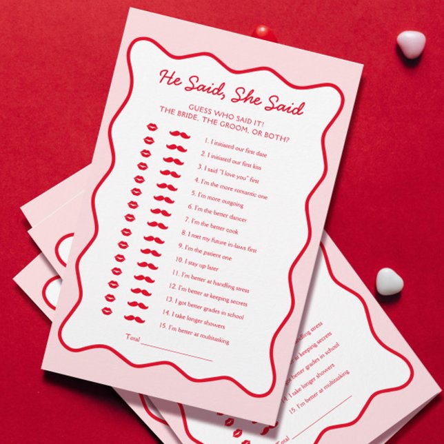 Lámina Ducha de novia roja y rosa dijo que dijo juego (Subido por el creador)