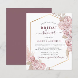 Lámina Ducha de novia Rubor Floral rosa y dorada