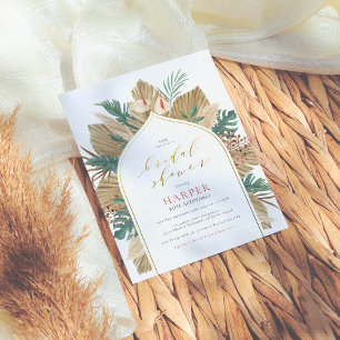 Lámina Ducha de novias Boho Palm & Pampas Gold Arch