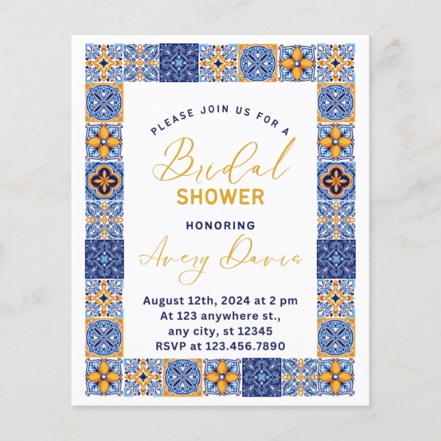 Lámina Ducha de novias con presupuesto de verano azul ita (Anverso)