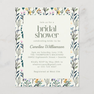 Lámina Ducha de novias de flores silvestres de Boho Water